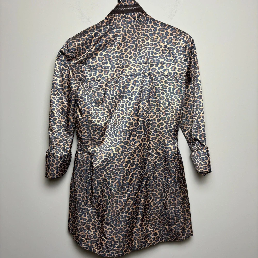 Renfrew Leopard Print Cinch Waist Olive Lined Utility Anorak Jacket Womens 0 - Picture 5 of 9